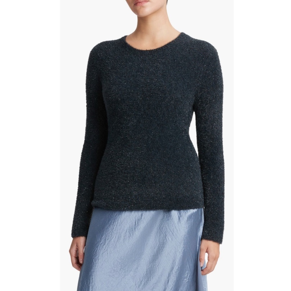 Vince Metallic Eyelash Knit Sweater Metallic Sparkle Soft Pullover